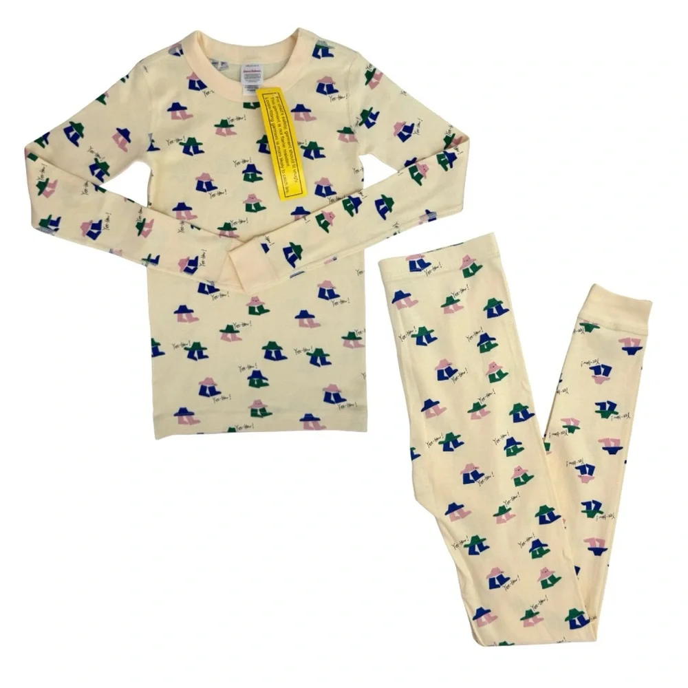 Hanna Andersson Western Boot‎ Cowboy Hat Yee-haw! Long Pajama Set Girl 14-16